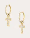 Sheryl Lowe Diamond Cross Charm Earring In Gold