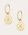 Sheryl Lowe Women's Cutout Clover 14k Gold Diamond Hoop Earrings In Gold
