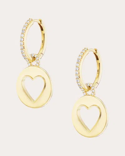 Sheryl Lowe Women's Cutout Heart 14k Gold Diamond Hoop Earrings