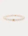 Sheryl Lowe 14k Pearl 8mm Bead Bracelet With Diamond Rondelle In White Pearl