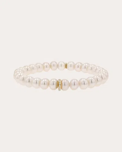 SHERYL LOWE WOMEN'S DIAMOND & PEARL 14K GOLD RONDELLE BEADED STRETCH BRACELET