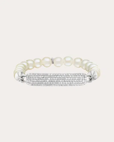 SHERYL LOWE WOMEN'S DIAMOND & PEARL PAVÉ ID BEADED STRETCH BRACELET