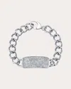 Sheryl Lowe Women's Diamond & Sterling Silver Pavé Id Curb Chain Bracelet In Silver