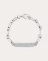 Sheryl Lowe Diamond Small Id Tag On Soho Chain Bracelet In Silver