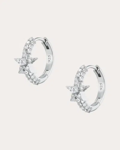 SHERYL LOWE WOMEN'S DIAMOND & STERLING SILVER PAVÉ STAR HUGGIE EARRINGS