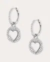 Sheryl Lowe Women's Diamond Open Heart Huggie Earrings In Silver