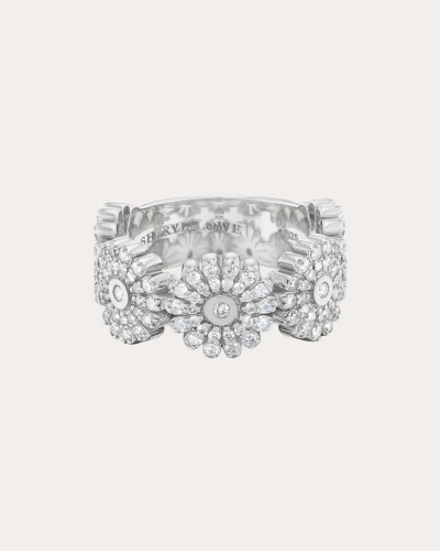Sheryl Lowe Women's Diamond Pavé Daisy Ring In Silver