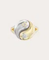 Sheryl Lowe Women's 14k Gold Sterling Silver And Diamond Yin Yang Ring In Silver/gold