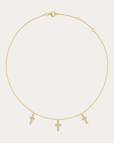 Sheryl Lowe Women's Triple Cross 14k Gold Diamond Charm Necklace