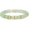 Sheryl Lowe Yg Prehnite 8mm Bead Bracelet With 3 Diamond Rondelles In Multi