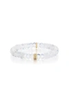 Sheryl Lowe Yg Rainbow Moonstone 8mm Bead Bracelet With 3 Clustered Diamond Rondelles