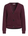 She's Woman Cardigan Mauve Size M Wool In Burgundy