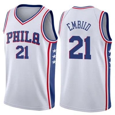 Sheshow Men's Philadelphia 76ers Joel Embiid Royal Jersey White