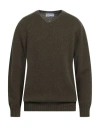 Shetlander's Man Sweater Military Green Size 42 Virgin Wool