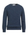 Shetlander's Man Sweater Navy Size 36 Virgin Wool In Blue