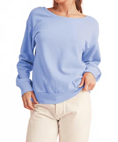 Shewin Bowknot Round Neck Sweatshirt In Sky Blue In Multi