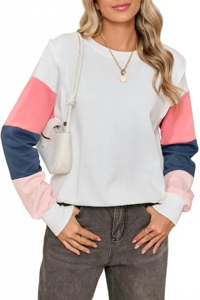 Shewin Color Block Sweatshirt In White Multi