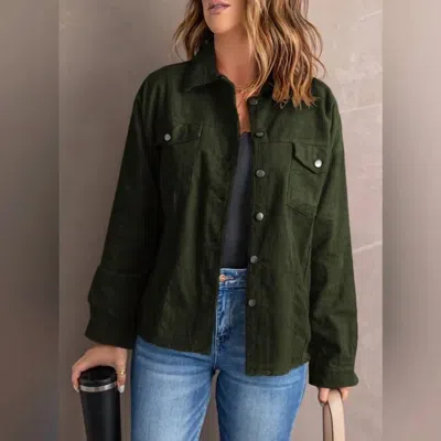 Shewin Corduroy Shacket In Green