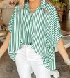 Shewin Dolman Stripe Top In Green In Green