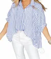 Shewin Dolman Stripe Top In Sky Blue In Multi