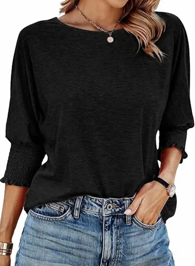 Shewin Everyday Essential 3/4 Sleeve Top In Black