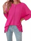 Shewin Fuchsia Textured Pullover In Pink