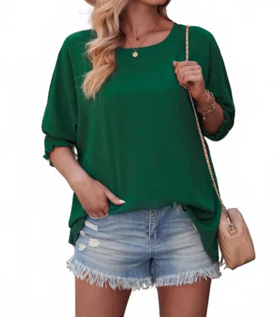 Shewin Half Sleeve Top In Emerald Green