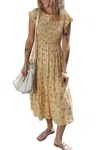 Shewin Inc. Floral Boho Summer Dress In Yellow In Yellow