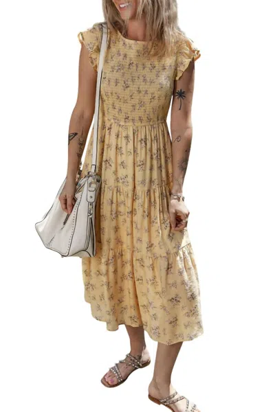Shewin Inc. Floral Boho Summer Dress In Yellow