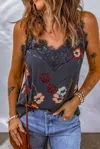 Shewin Inc. Renley Floral Cami In Cloudy Blue In Gray
