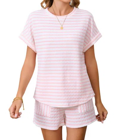Shewin Inc. So Cute Striped Set In Pink In Neutral