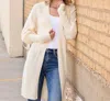 Shewin Inc. Solid Color Open Front Cardigan With Tie In Apricot