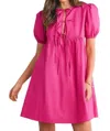 Shewin Inc. Tie Knot Dress In Bright Pink In Pink
