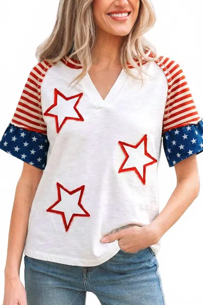 Shewin Independence Day Top In Red Multi