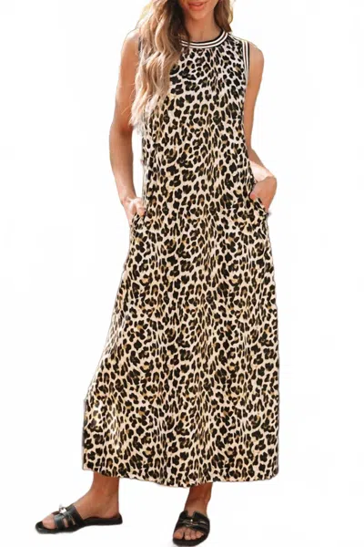Shewin Leopard Maxi Dress In Brown In Animal Print