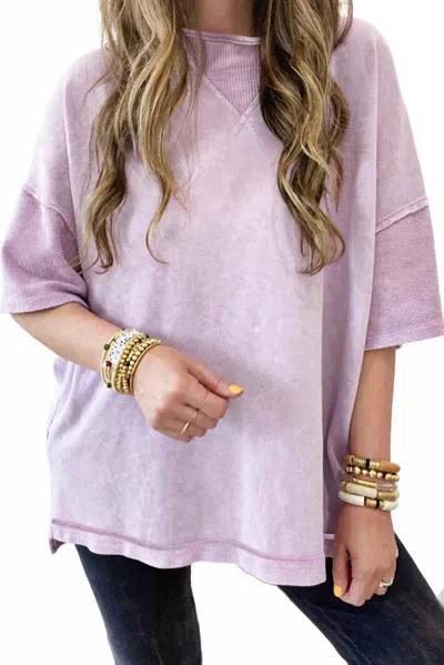 Shewin Mineral Wash Oversized Tee In Lilac In Blue