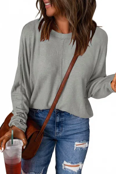 Shewin Oversized Solid Pullover In Gray