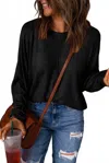 Shewin Oversized Solid Pullover Sweatshirt In Black