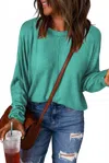 Shewin Oversized Solid Pullover Sweatshirt In Green