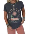 Shewin Rise With The Sun Graphic Round Neck Short Sleeve T-shirt In Dark Grey In Gray