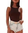Shewin Seamless Crew Neck Bodysuit In Brown In Brown