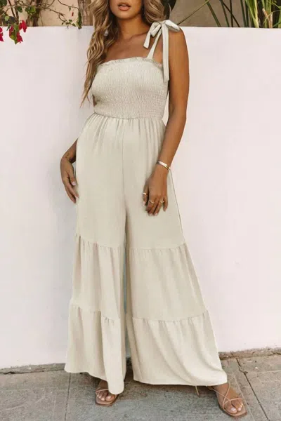 Shewin Seychelles Sway Jumpsuit In Nude In Beige