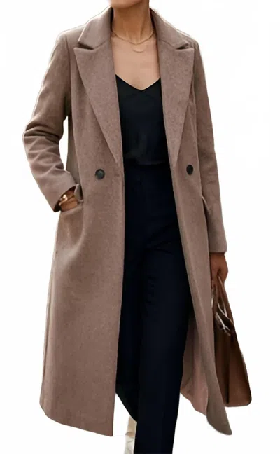 Shewin Single Breasted Lapel Collar Overcoat In Beige