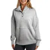 Shewin Snap Collar Cozy Sweatshirt In Gray In Gray