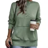 Shewin Snap Collar Cozy Sweatshirt In Green In Green
