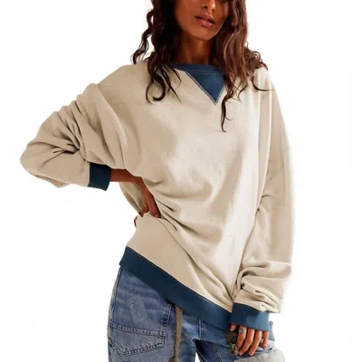 Shewin Street Style Sweatshirt In Cream In Beige