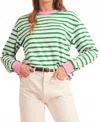 Shewin Stripe Pullover With Trim Sweatshirt In Green/white In Multi