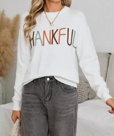 Shewin Thankful Embroidered Sweater In Ivory In Multi