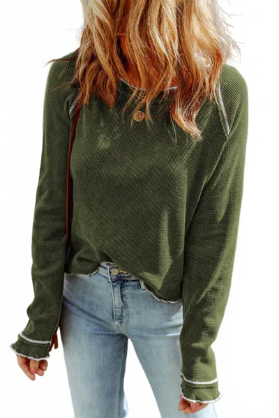 Shewin Thermal Long Sleeve Top In Olive Green