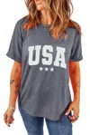 Shewin Usa Letter Crewneck Tee In Gray In Gray